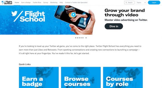 Page d'accueil de Twitter Flight School