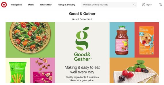 Capture d'écran de la page Good & Gather sur Target.com.